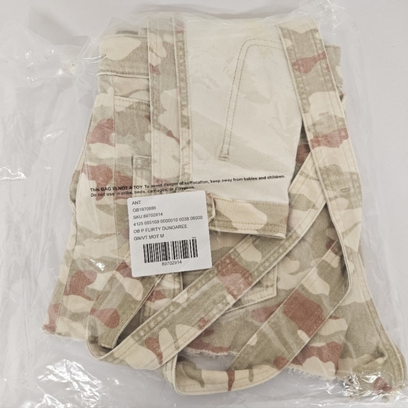 Anthropologie Pilcro Camo Overalls Romper In Pastel Green Motif NWT - Picture 10 of 12